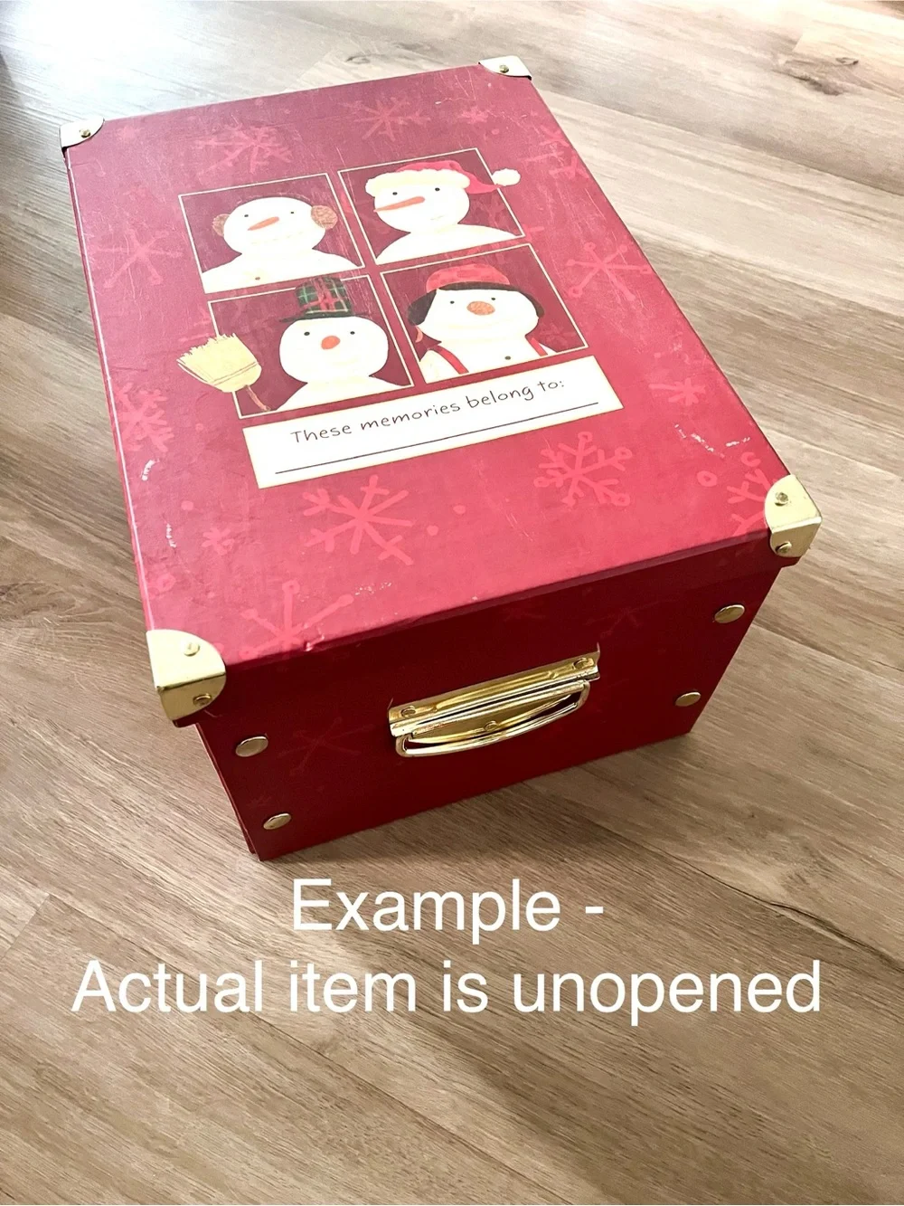 Vintage Hallmark Holiday Snowman Memory Storage Box, Red w/ Gold Snaps & Handles